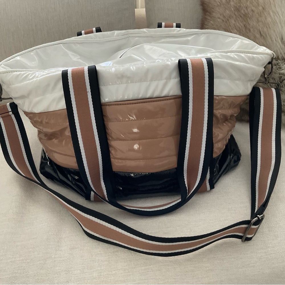 Think Royln WINGMAN- Stylish White black and Tan Women's Travel tote bag!